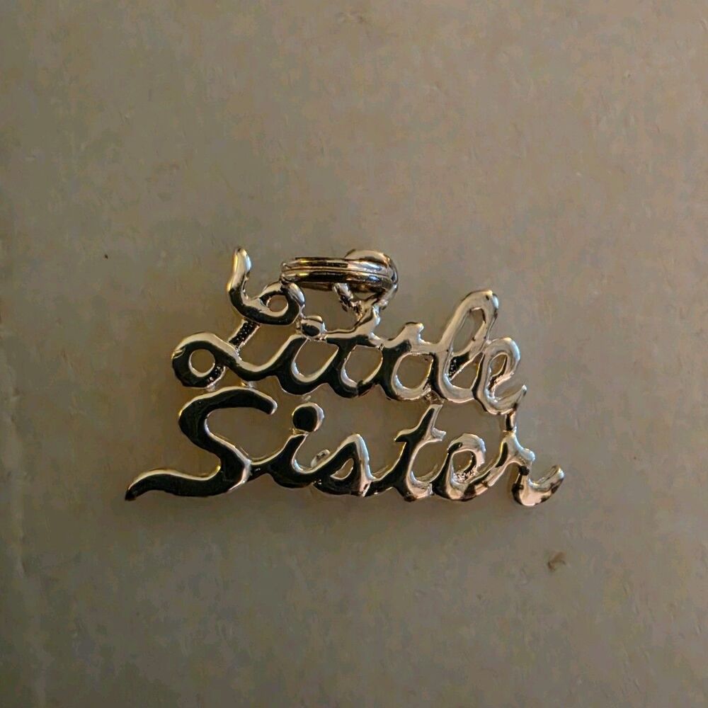 Delicate Sterling Silver Signed 925 Charm or Pendant   "Little Sister", 0.70"